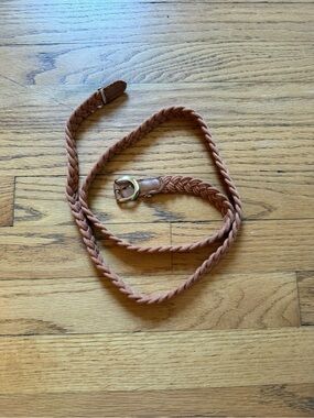 Braided Tan Women's Waist Belt with Gold-Tone Buckle